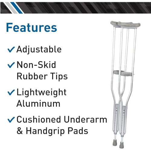 ProBasics Aluminum Underarm Crutches Junior 4Ft 6 - 5Ft 2 Inches