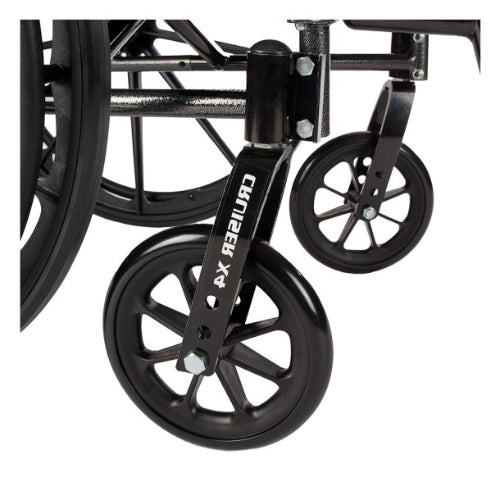 Drive Medical Cruiser X4 Wheel Chair 18 Inches with Elevating Leg Rests And Height AdjustableFlip-Back Full Arms