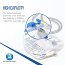 Dynarex Sterile Drainage Bag for Safe Urine Collection with Anti-Reflux Valve and Tubing, 2000 ml