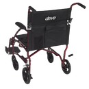 Drive Medical Fly Lite Transport Chair, Burgundy, 19 Inches Seat Width