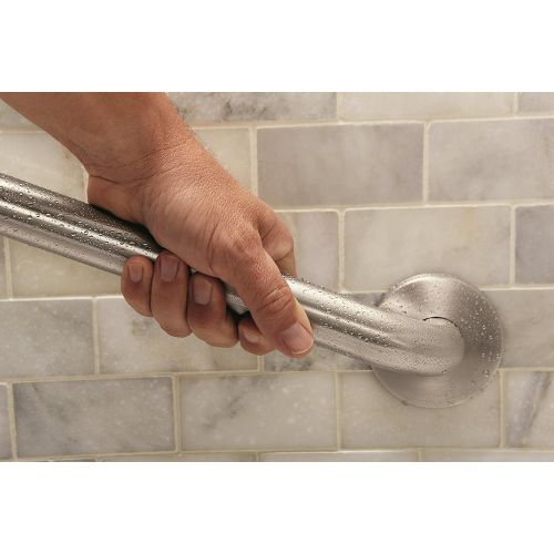 Moen SecureMount 18-inch stainless steel grab bar, durable corrosion-resistant finish, sturdy support, Moovkart