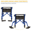 Drive Medical Expedition Aluminum Transport Chair with Loop Locks, Blue