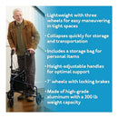 Carex Trio Roller Walker for Active Lifestyle with Locking Brakes and Storage Bag, 7.5-Inch Wheels