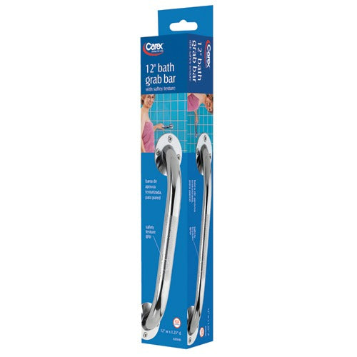 Carex Chrome Wall Grab Bar, 24-Inch – Offers stability near toilets or tubs with a textured surface for added grip, Moovkart.