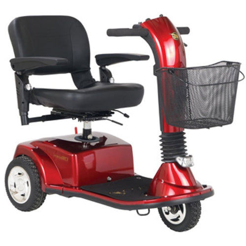 Golden Technologies Companion 3 Wheel Electric Scooter in vermillion red, featuring control panel for comfortable daily mobility, Moovkart
