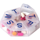 Acu-Life Round Weekly Pill Box with Easy-Open Lids and Braille Markings for Daily Use, Clear