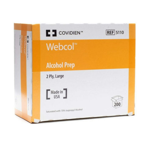 Covidien Webcol Alcohol Prep Pads, Medium, 2-Ply, Box of 200