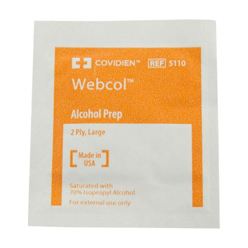 Covidien Webcol Alcohol Prep Pads, Medium, 2-Ply, Box of 200
