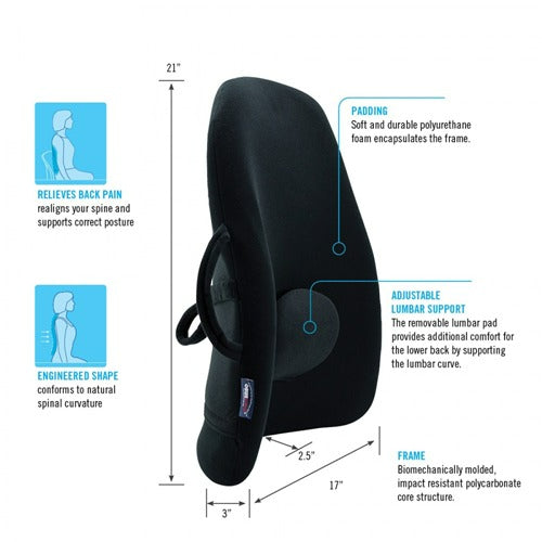 ObusForme Lowback Backrest Support for Spine Alignment and Posture Support, Black