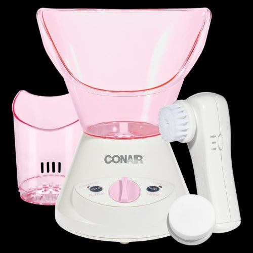 Conair Facial Sauna System with warm steam, facial cleansing brush, exfoliating brush, and moisturizing sponge for deep skin care, Moovkart