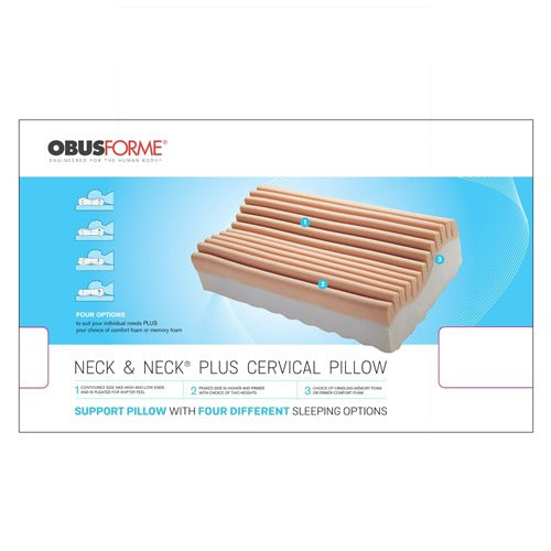 ObusForme Neck and Neck Plus Cervical Pillow with Memory Foam Support for Better Sleep