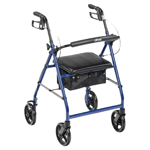 Drive Medical Rollator Aluminum Walker Fold-Up and Removable Back, Blue