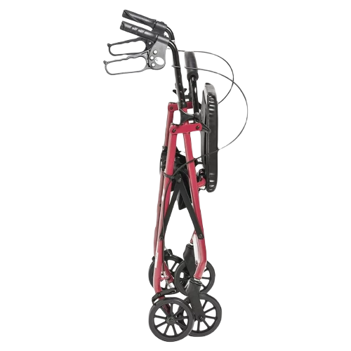 Drive Medical Rollator Aluminum walker Fold-Up And Removable Back Padded Seat Red