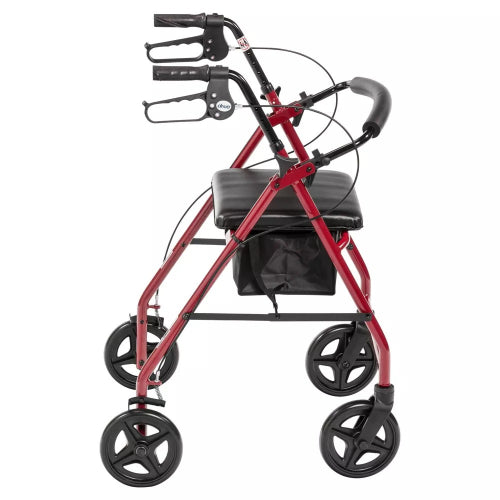Drive Medical Rollator Aluminum Walker Fold-Up and Removable Back, Red