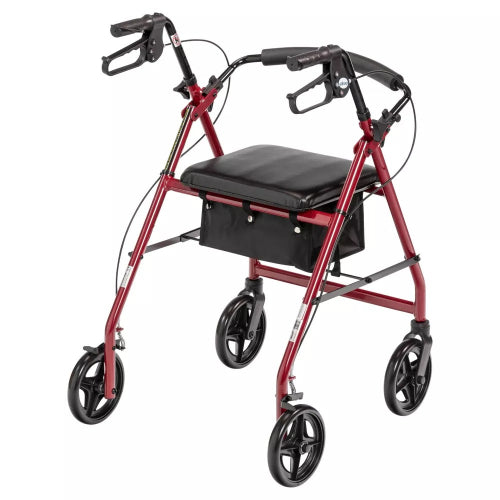 Drive Medical Rollator Aluminum Walker Fold-Up and Removable Back, Red