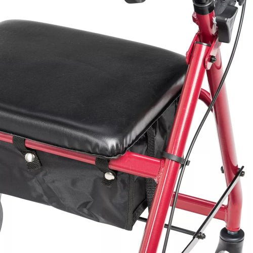 Drive Medical Aluminum Rollator with Fold Up and Removable Back, Red