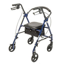 Drive Medical Steel Rollator with 6 Inch Wheels and Padded Seat for Comfortable Mobility, Blue