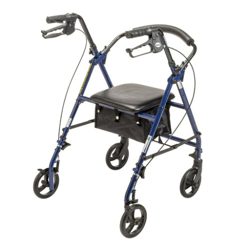 Drive Medical Steel Rollator, 6 Inches Wheels, Blue