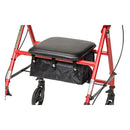 Drive Medical Steel Rollator with 6 Inch Wheels and Padded Seat for Comfortable Support Red
