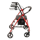 Drive Medical Steel Rollator with 6 Inch Wheels and Padded Seat for Comfortable Support Red