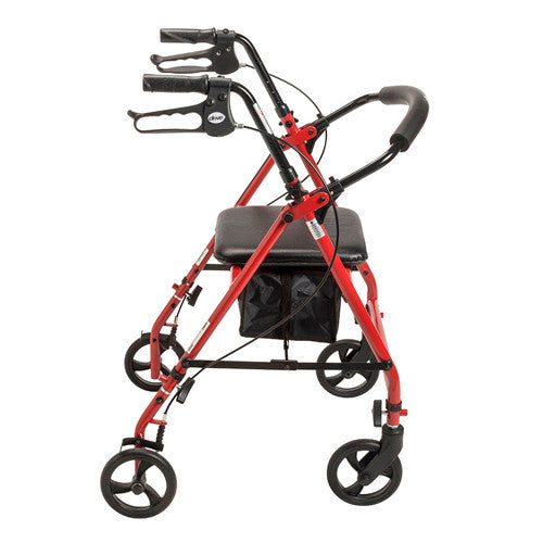 Drive Medical Steel Rollator, 6 Inch Wheels, Red