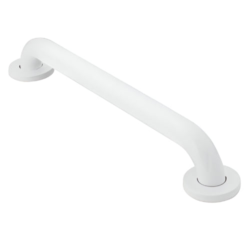 White 24 inch Moen grab bar with SecureMount for bathroom safety. Moovkart