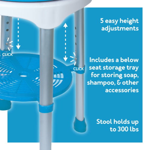 Carex EZ Swivel Bath and Shower Stool Chair with Padded Seat