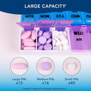 Apex Twice a Day Weekly Pill Organizer with Color Coded AM and PM Compartments and Snap Lids