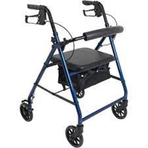 Deluxe Aluminum Rollator Blue Flame with 8 Wheels