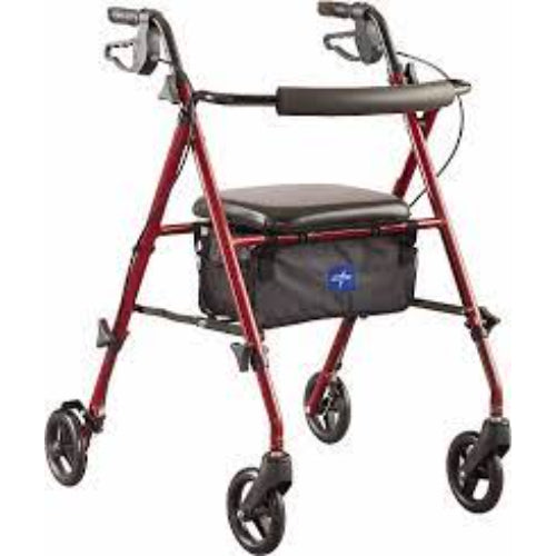 ProBasics Height Adjustable Rollator with 8 Inch Wheels, Burgundy