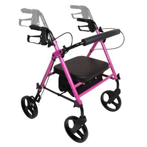 ProBasics Height Adjustable Rollator, Lightweight Aluminum Frame, Pink