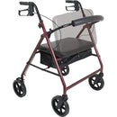 ProBasics Bariatric Rollator with 8 Inch Wheels and Padded Seat for Heavy Duty Mobility, Burgundy