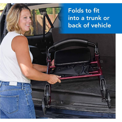 ProBasics Junior Rollator, Burgundy, 6 Inches Wheels, Adjustable Height, Lightweight Aluminum Frame
