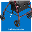 ProBasics Junior Rollator with 6 Inch Wheels, Lightweight Aluminum Frame and Height Adjustable, Burgundy