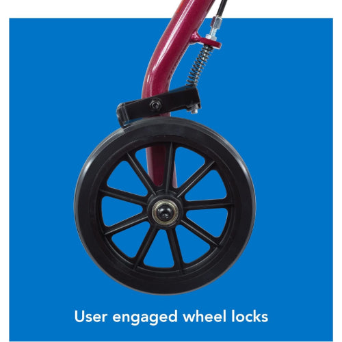 ProBasics Junior Rollator, Burgundy, 6 Inches Wheels, Adjustable Height, Lightweight Aluminum Frame