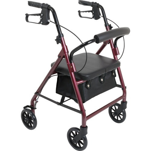 ProBasics Junior Rollator with 6 Inch Wheels, Burgundy height-adjustable lightweight frame. Moovkart