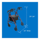 ProBasics Junior Rollator with 6 Inch Wheels, Lightweight Aluminum Frame and Height Adjustable, Burgundy