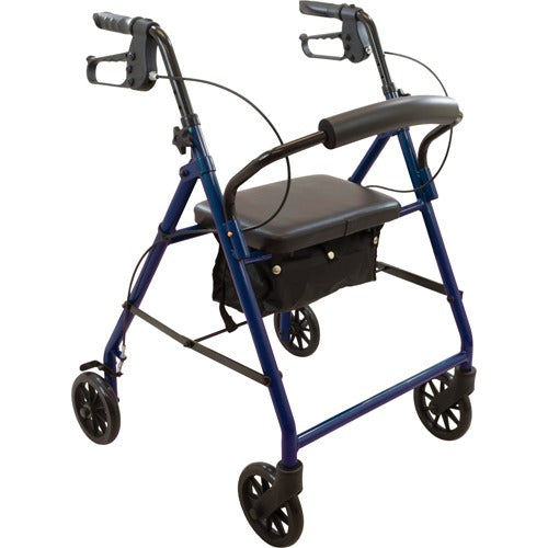 ProBasics Steel Rollator with ergonomic hand brakes, removable backrest, and 6-inch casters for comfort and mobility, Moovkart.
