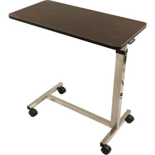 Roscoe Medical Non-Tilt Overbed Table with adjustable height, swivel casters, and durable design for convenience and stability. Moovkart.
