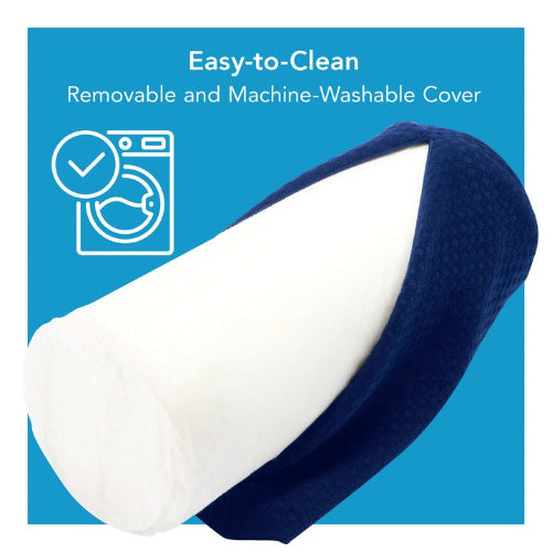Carex Round Cervical Pillow, Memory Foam Support with Removable Blue Cover