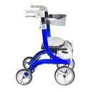 Drive Medical Nitro DLX Rollator Walker with Firm Foam Seat, Adjustable Backrest and Handle, Blue