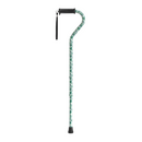 Drive Medical Offset Cane with Gel Grip, Adjustable Height, Aluminum, Green Leaves Design