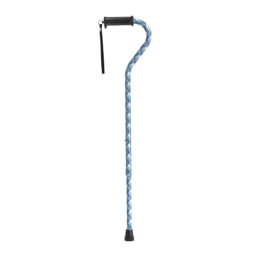 Drive Medical Offset Cane with Gel Grip, Adjustable Height, Aluminum, Plaid