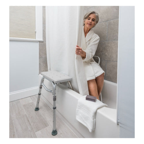 Drive Medical Splash Defense Transfer Bench with U-Shape Cut-Out and Adjustable Height Legs