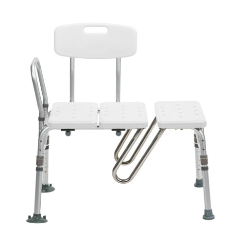 Drive Medical Splash Defense Transfer Bench with adjustable height and non-slip legs for safe bathing, Moovkart