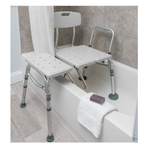 Drive Medical Splash Defense Transfer Bench with U-Shape Cut-Out and Adjustable Height Legs