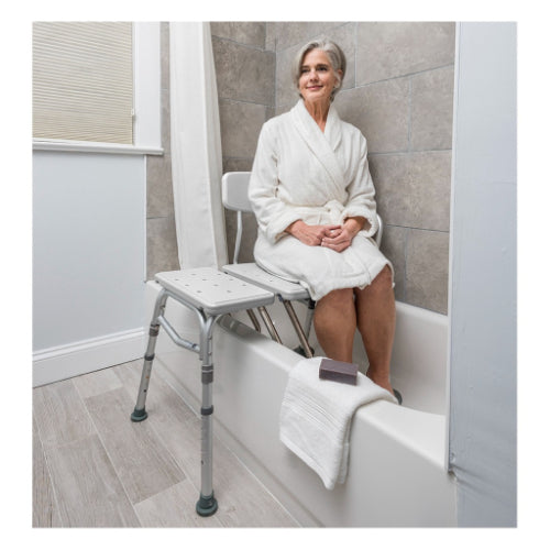 Drive Medical Splash Defense Transfer Bench with U-Shape Cut-Out and Adjustable Height Legs