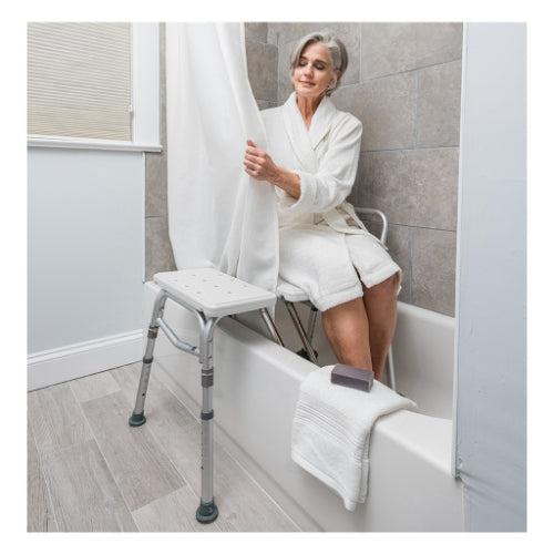 Drive Medical Splash Defense Transfer Bench with U-Shape Cut-Out and Adjustable Height Legs