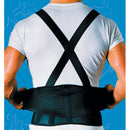 Sport Aid Back Support Belt with suspenders, Black, Duo-Foam, and 4-inch straps for improved lifting posture and comfort, Moovkart.