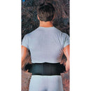 Sport Aid Back Support with 6-Inch Height in Black, features adjustable straps for lower back stability. Moovkart.